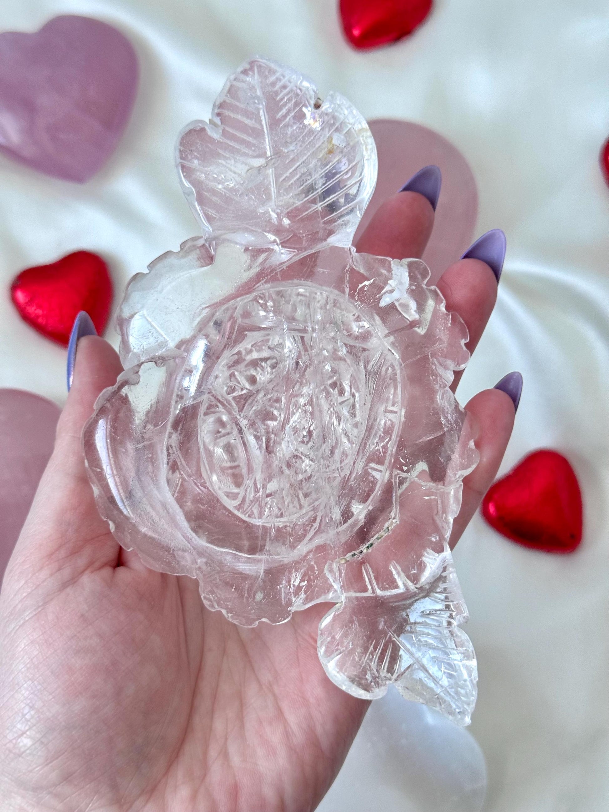Gorgeous High Quality Clear Quartz Rose Carving | Clear Quartz Flower
