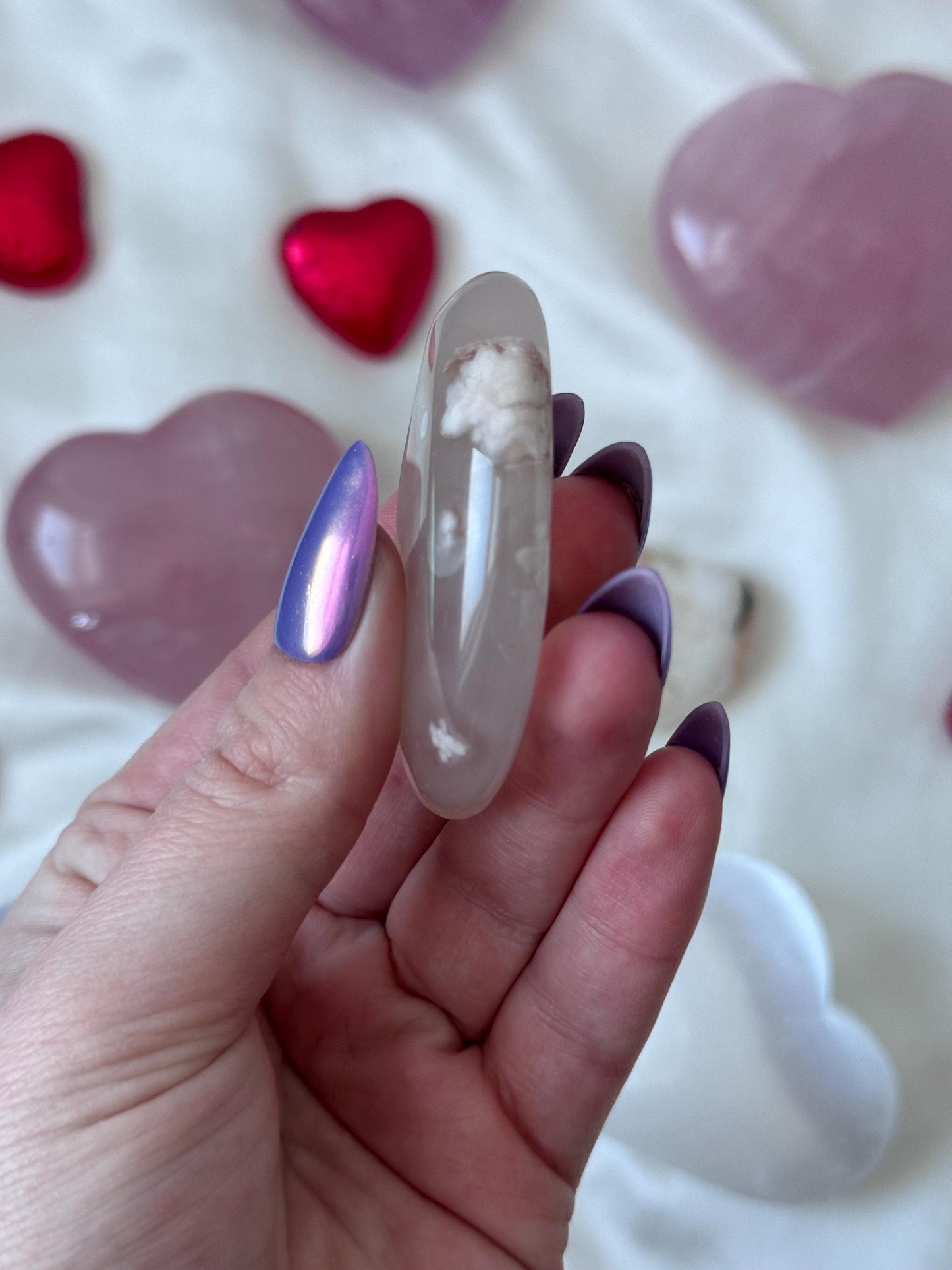 Beautiful Flower Agate Palm Stone | Flower Agate Worry Stone