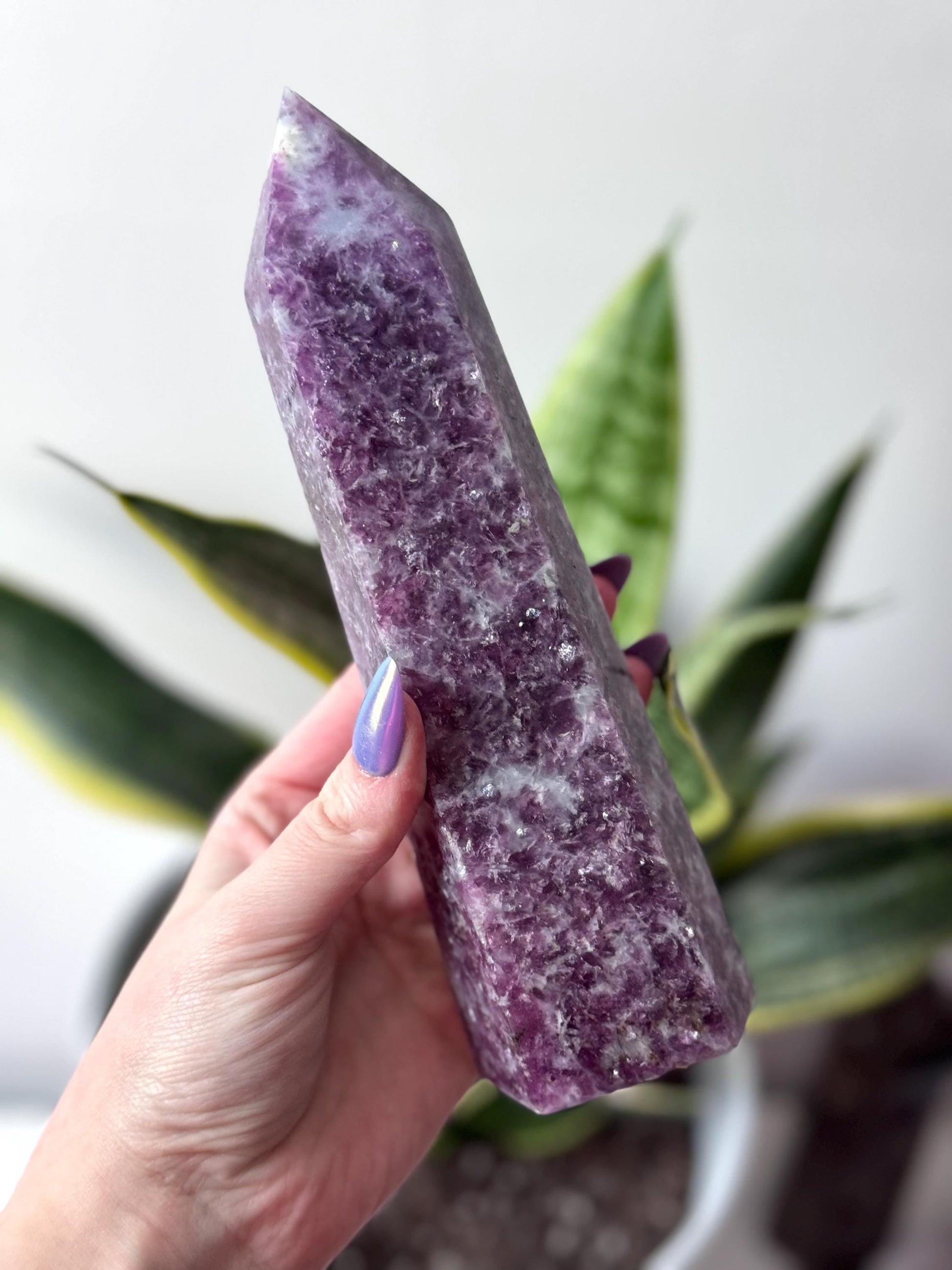 Large Lepidolite Tower 0.849kg 20cm Tall Lepidolite Obelisk