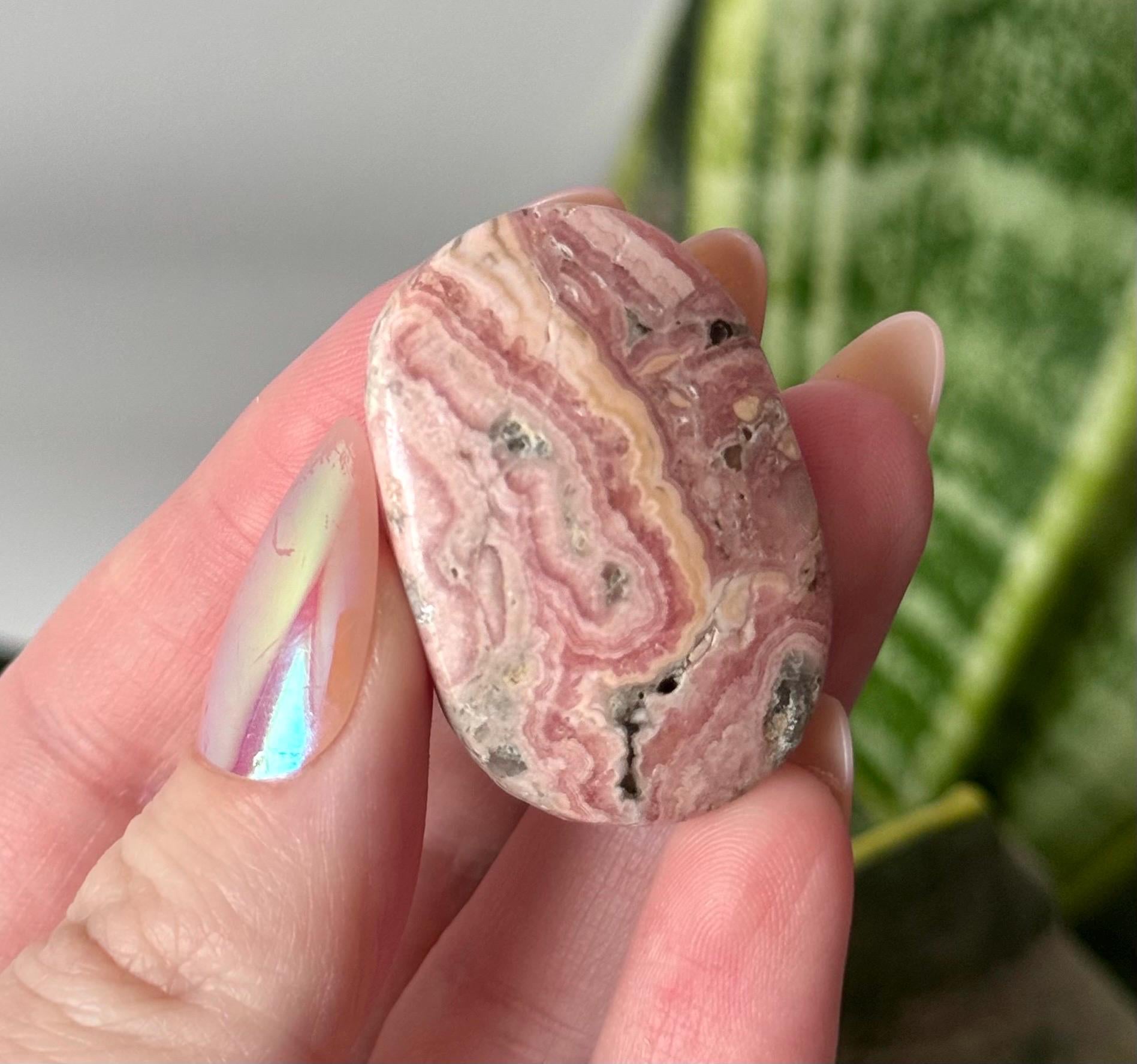 Beautiful Rhodochrosite Palm Stone from Argentina | Rhodochrosite Palmstone