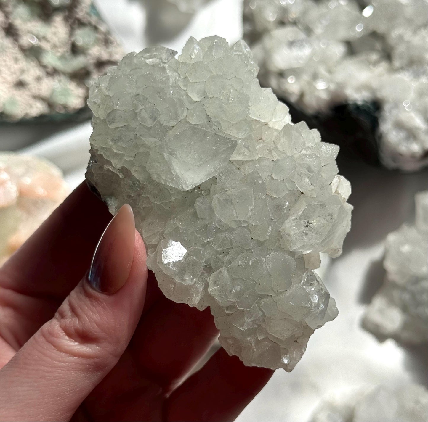 Stunning Raw Apophyllite Cluster on Chalcedony