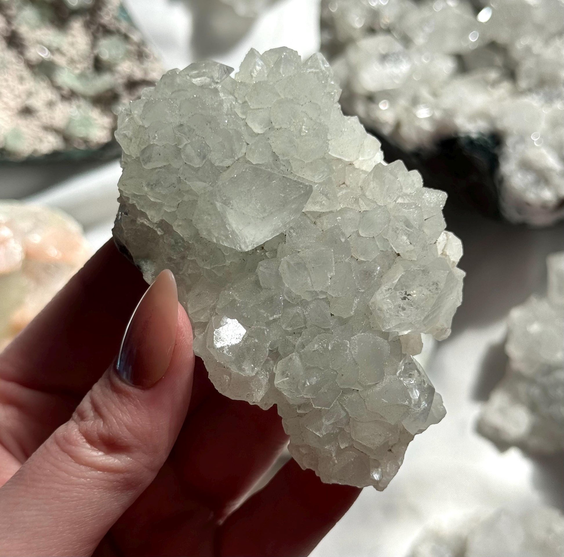 Stunning Raw Apophyllite Cluster on Chalcedony
