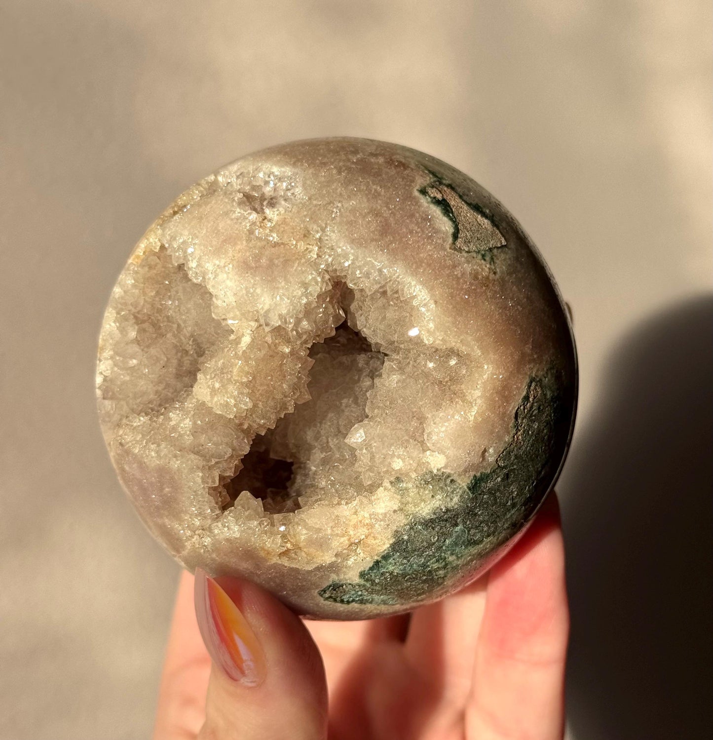 Gorgeous Druzy Pink Amethyst Sphere with Jasper from Brazil | 72mm Pink Amethyst Jasper Crystal Ball