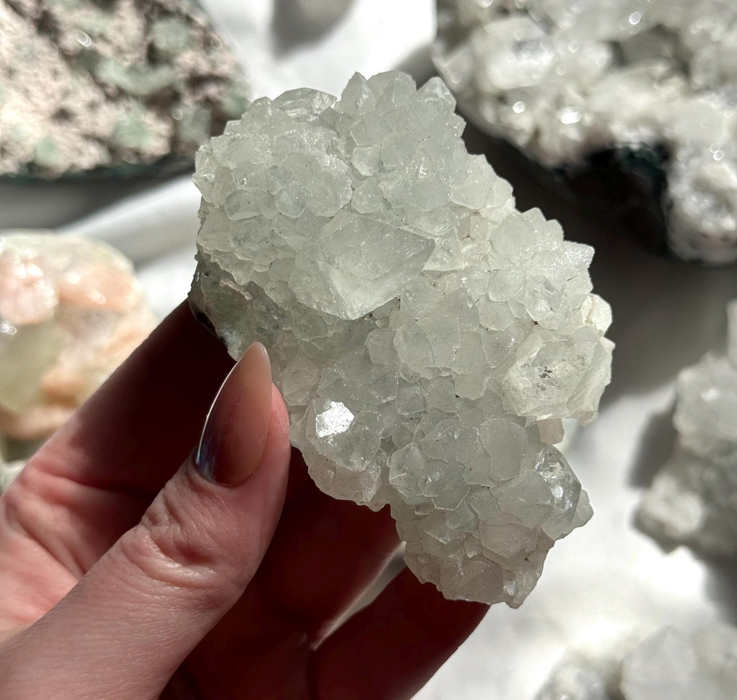 Stunning Raw Apophyllite Cluster on Chalcedony
