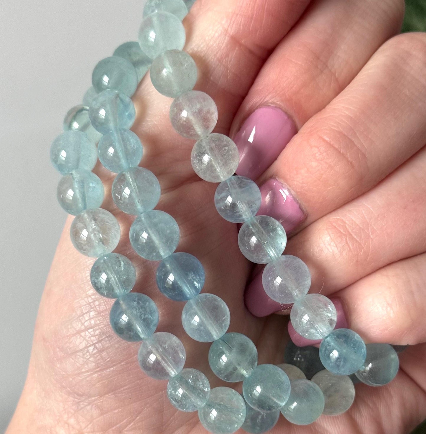 Beautiful High Quality Aquamarine Bracelets 8mm Beaded Gemstone Bracelet