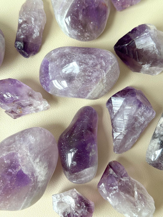 Large Brazilian Amethyst Tumbled Stones | One Amethyst Tumble from Brazil