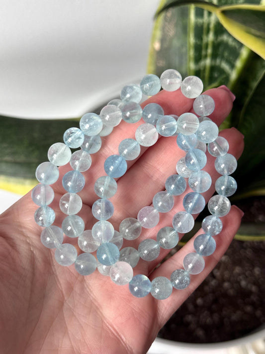 Beautiful High Quality Aquamarine Bracelets 8mm Beaded Gemstone Bracelet