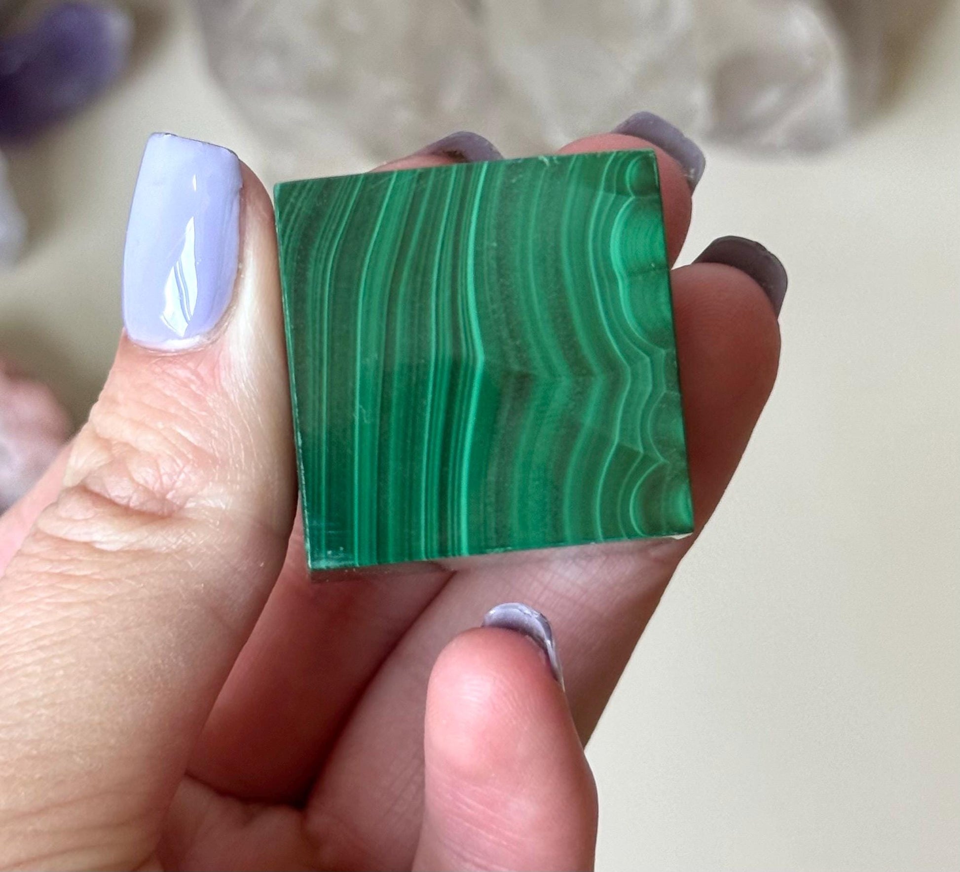 Beautiful Malachite Cube | Polished Banded Malachite Block