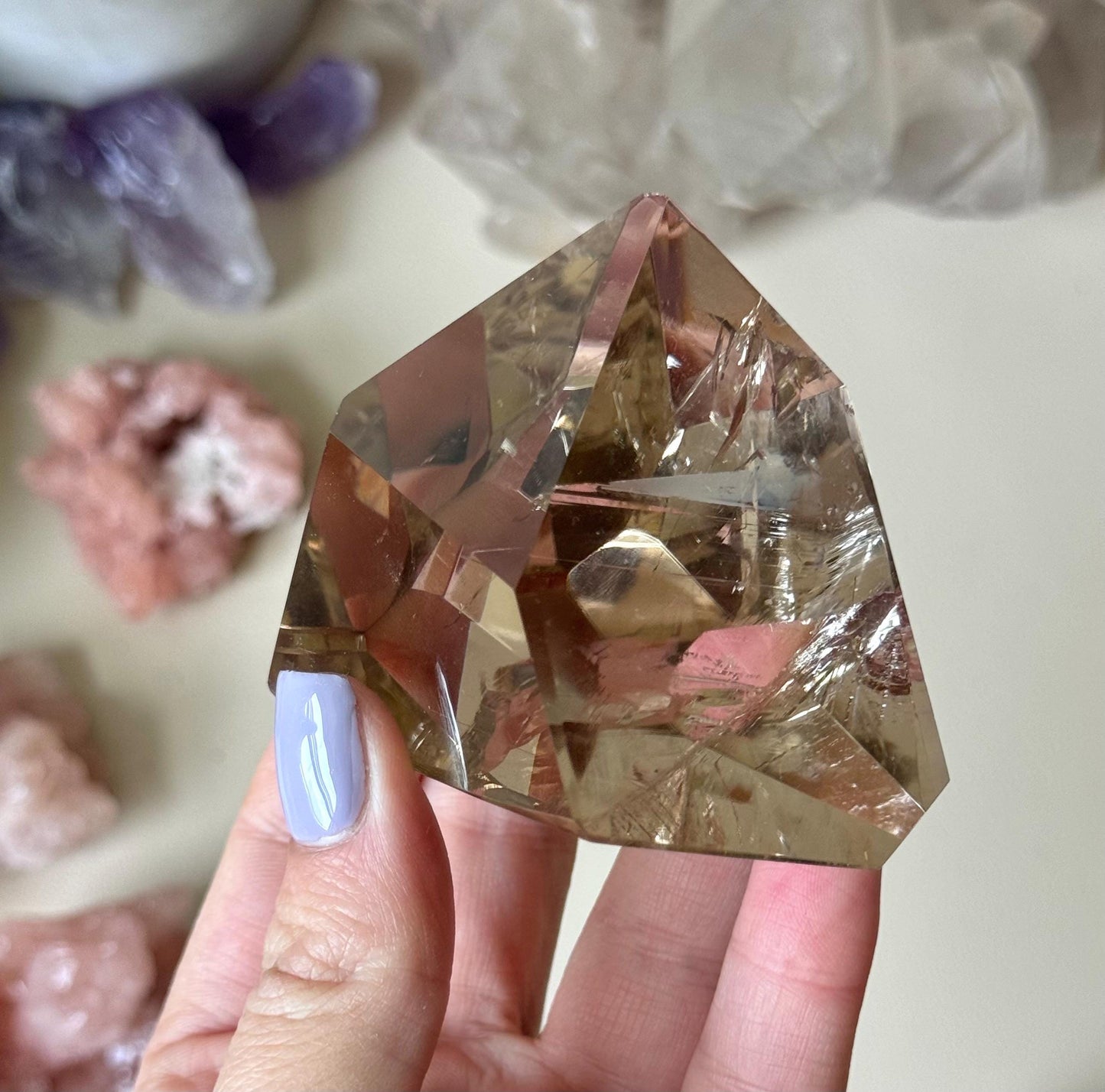 Beautiful Smoky Quartz Freeform with Rainbow | Polished Smokey Quartz Carving