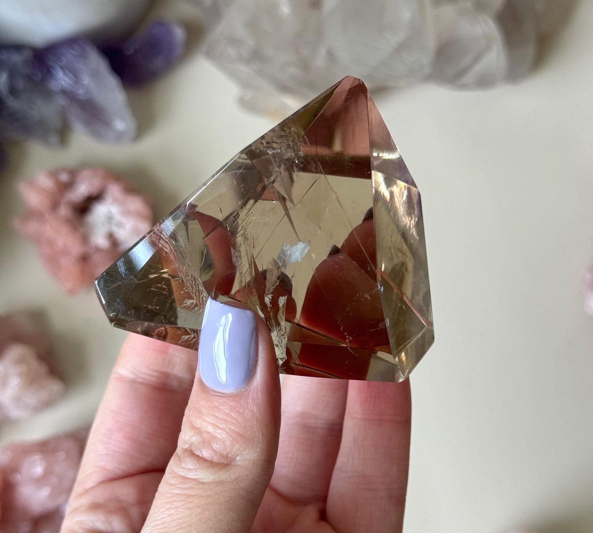 Beautiful Smoky Quartz Freeform with Rainbow | Polished Smokey Quartz Carving