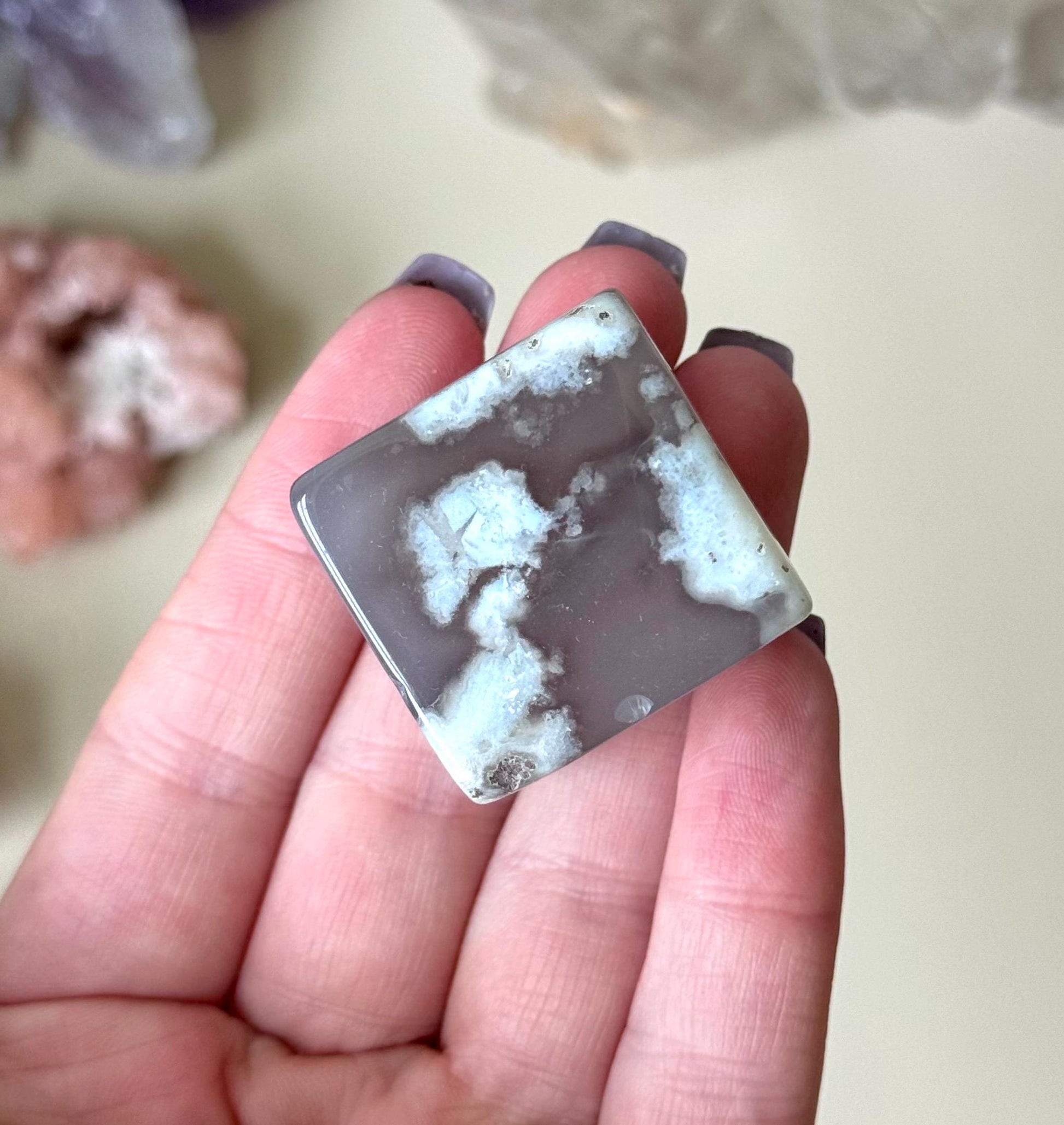 Beautiful Flower Agate Cube | Blue Flower Agate Block