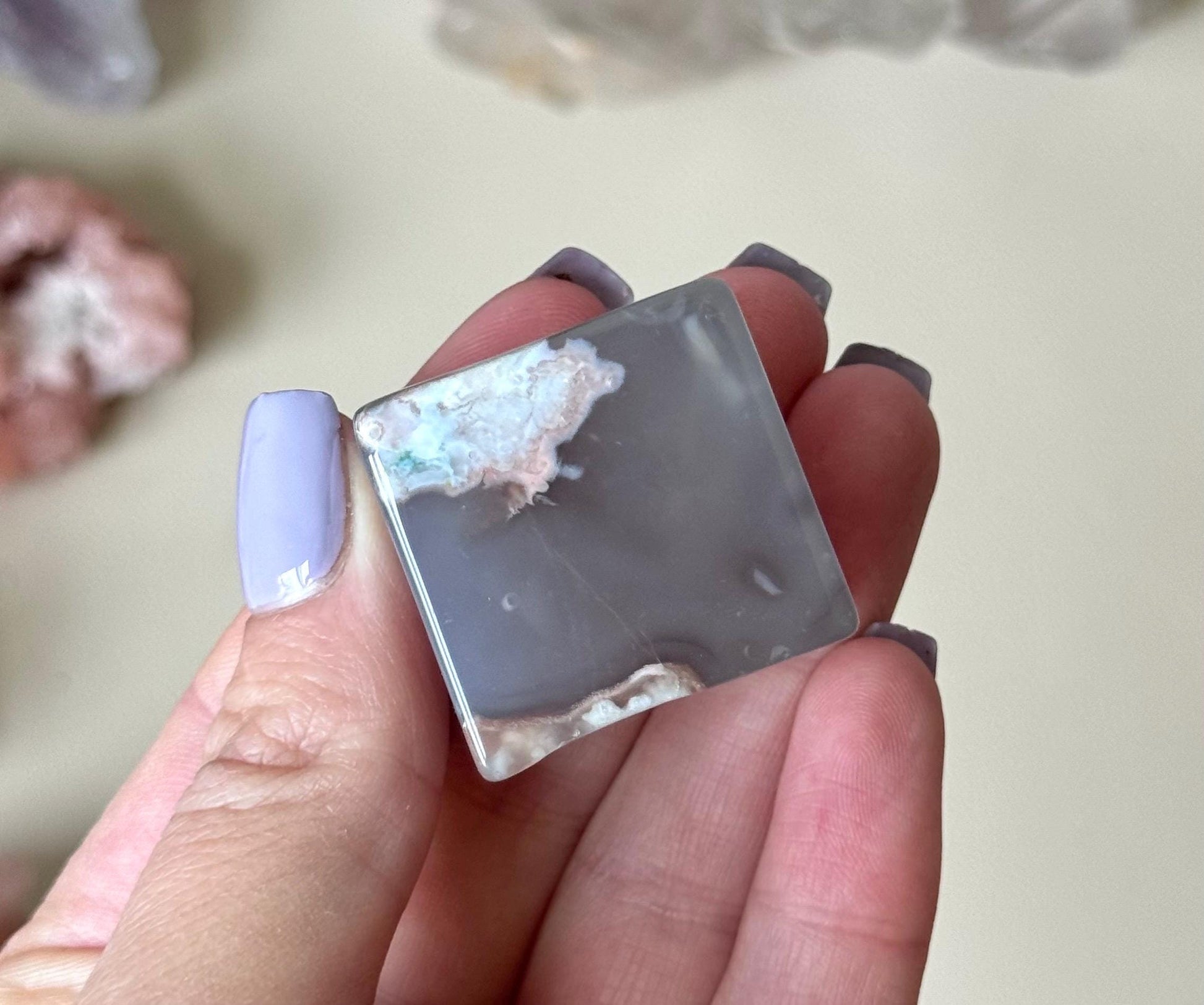 Beautiful Flower Agate Cube | Blue Flower Agate Block