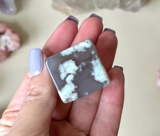 Beautiful Flower Agate Cube | Blue Flower Agate Block