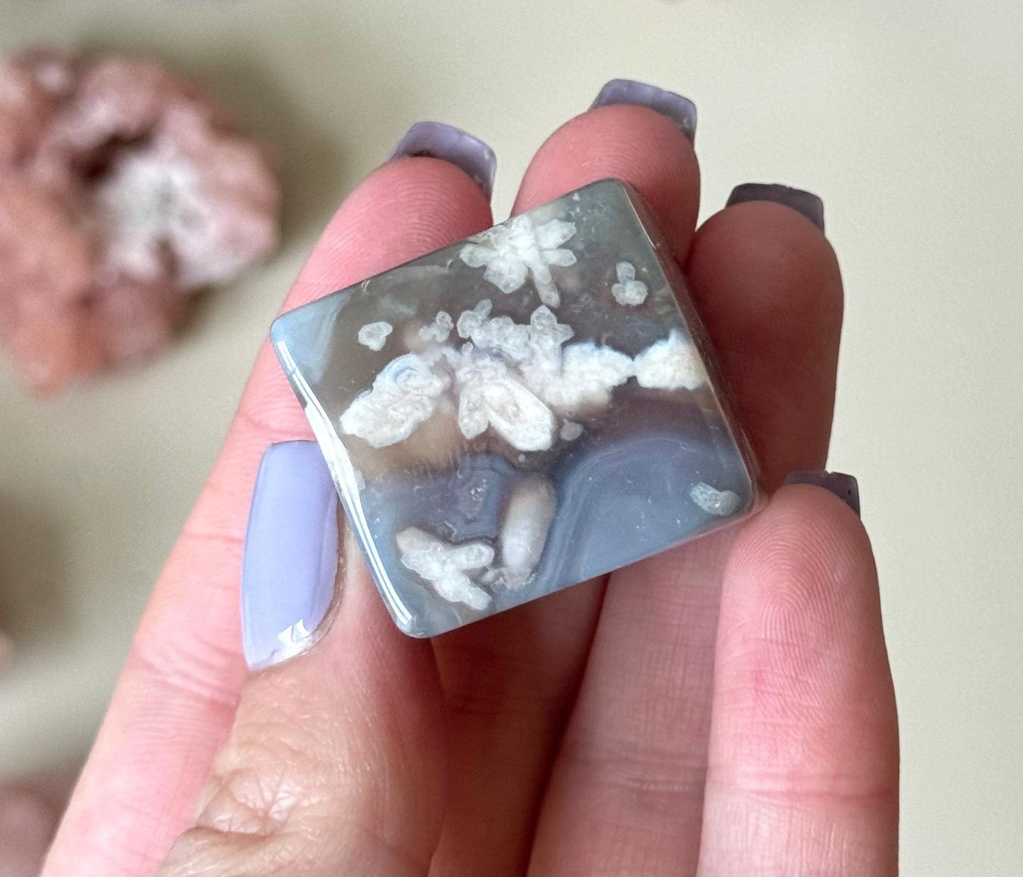 Beautiful Flower Agate Cube | Blue Flower Agate Block