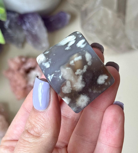 Beautiful Flower Agate Cube | Blue Flower Agate Block