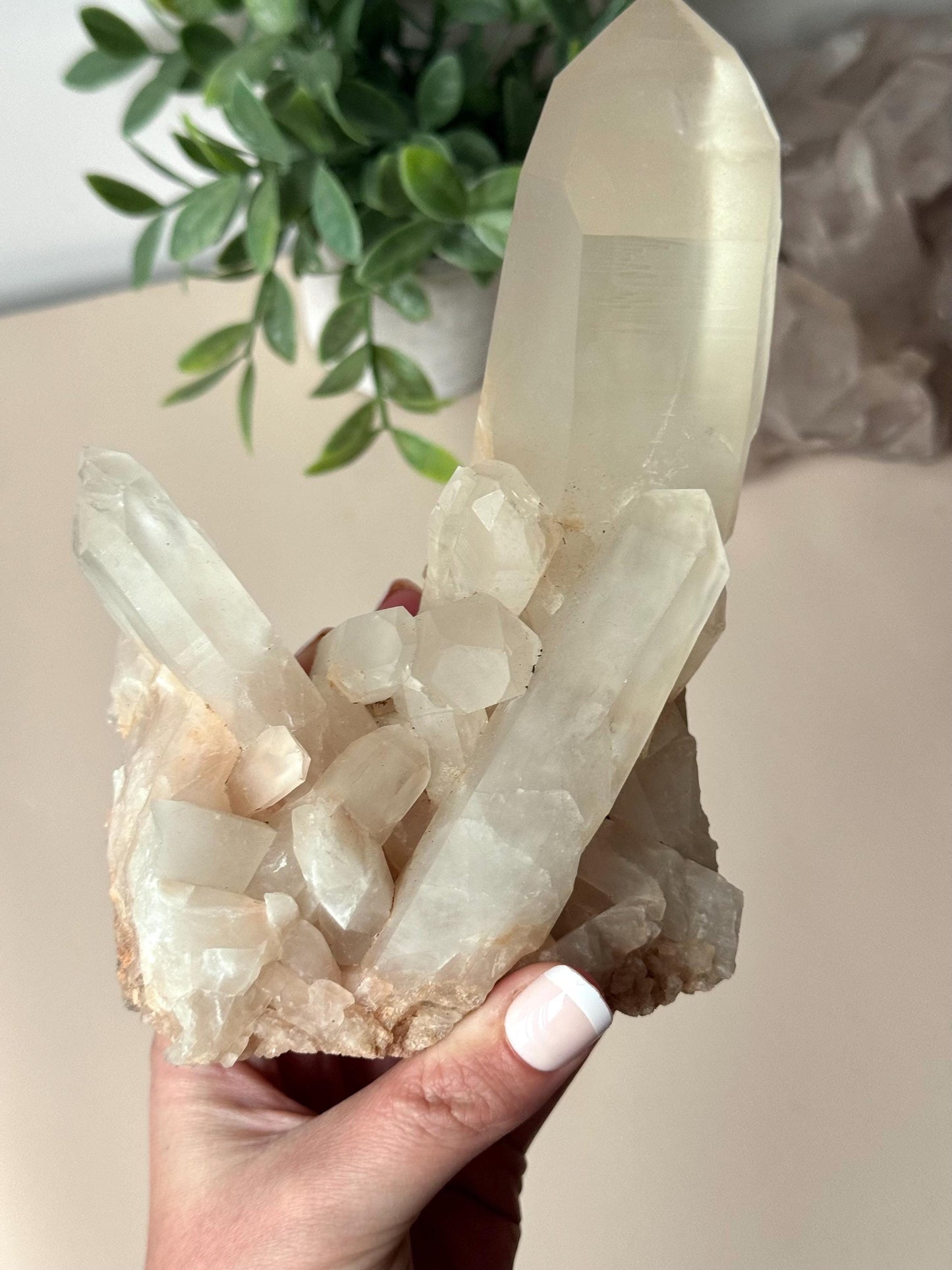 Beautiful Clear Quartz Cluster with Large Point | Raw Clear Quartz Points