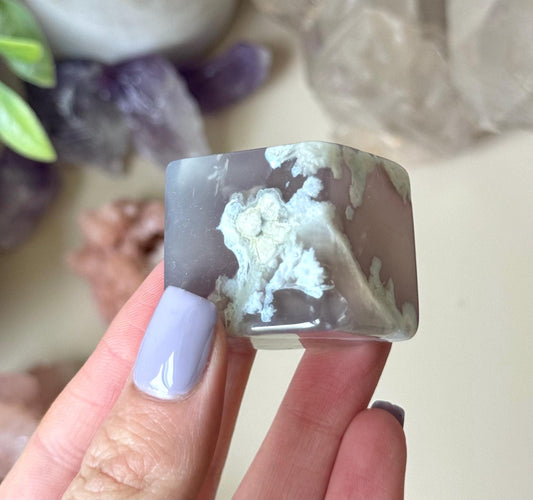 Beautiful Flower Agate Cube | Blue Flower Agate Block