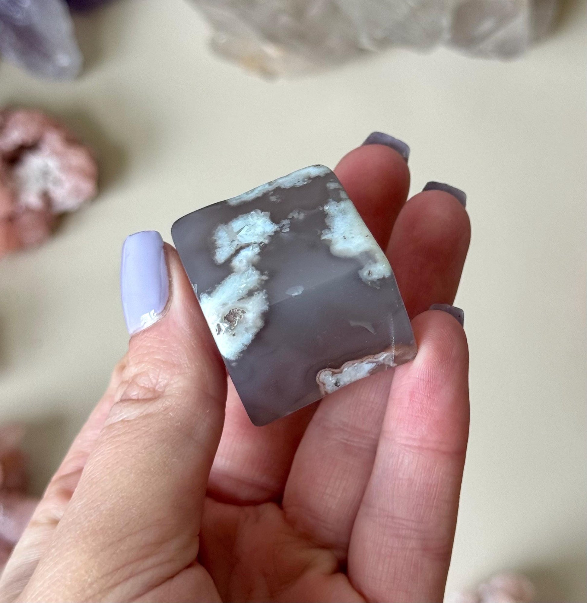 Beautiful Flower Agate Cube | Blue Flower Agate Block