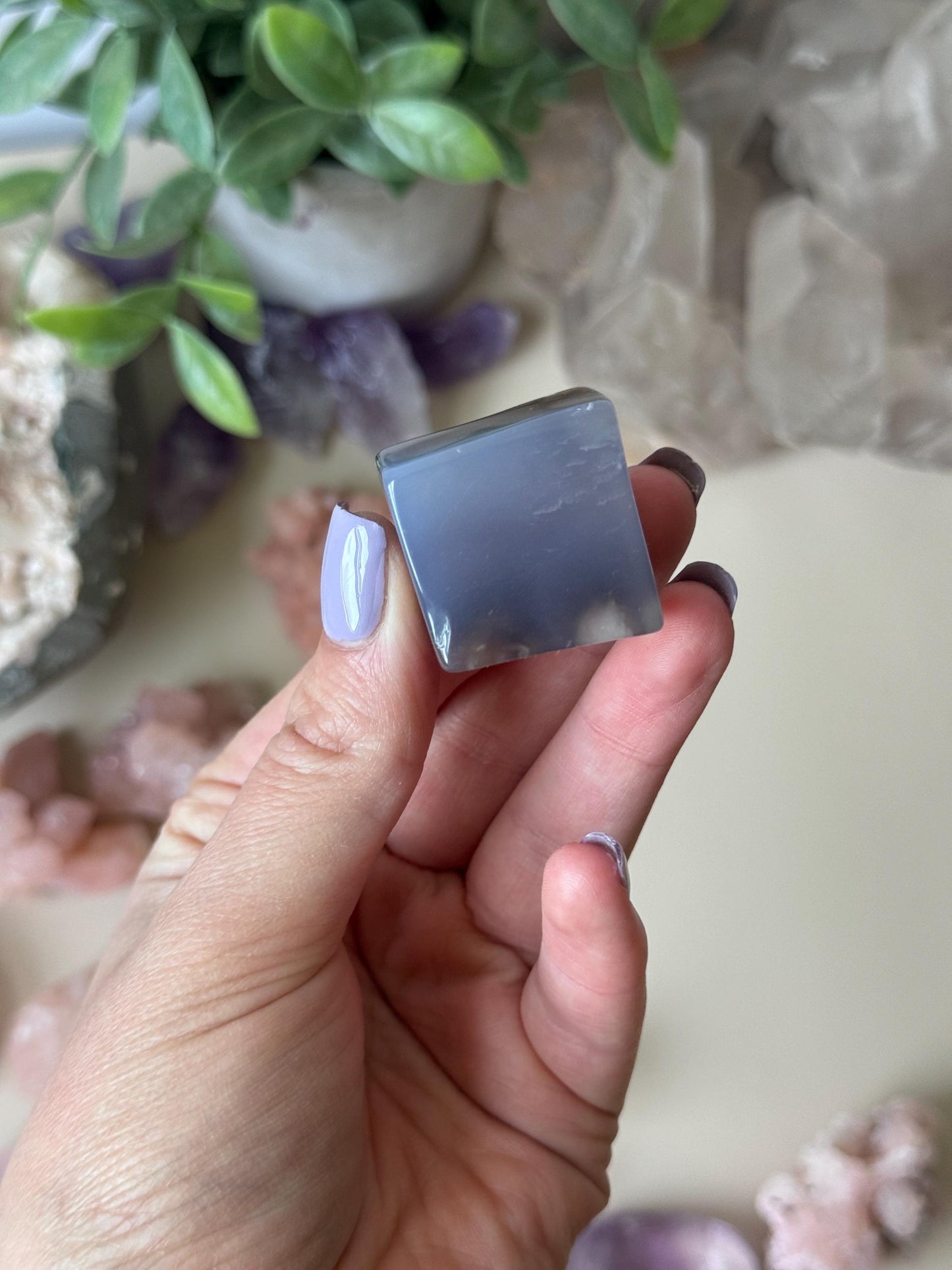 Beautiful Flower Agate Cube | Blue Flower Agate Block