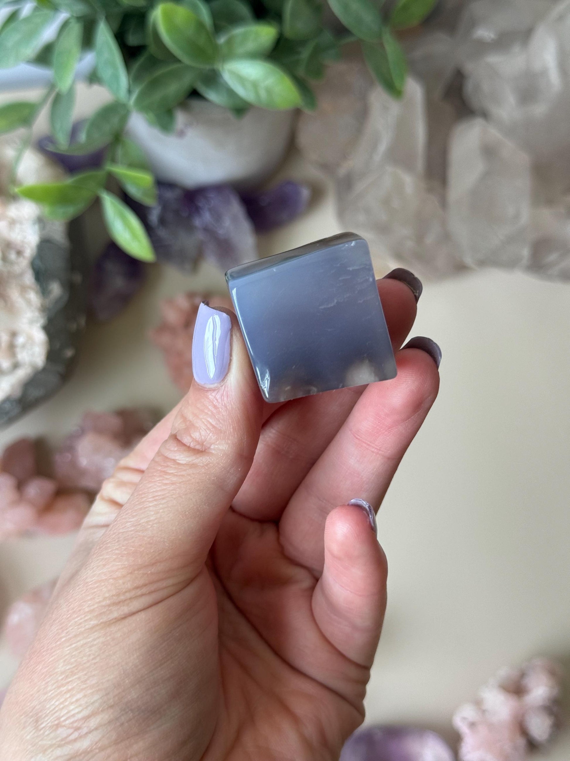 Beautiful Flower Agate Cube | Blue Flower Agate Block