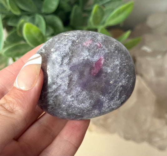 Beautiful Lepidolite Palm Stone from Madagascar | Lepidolite Worry Stone