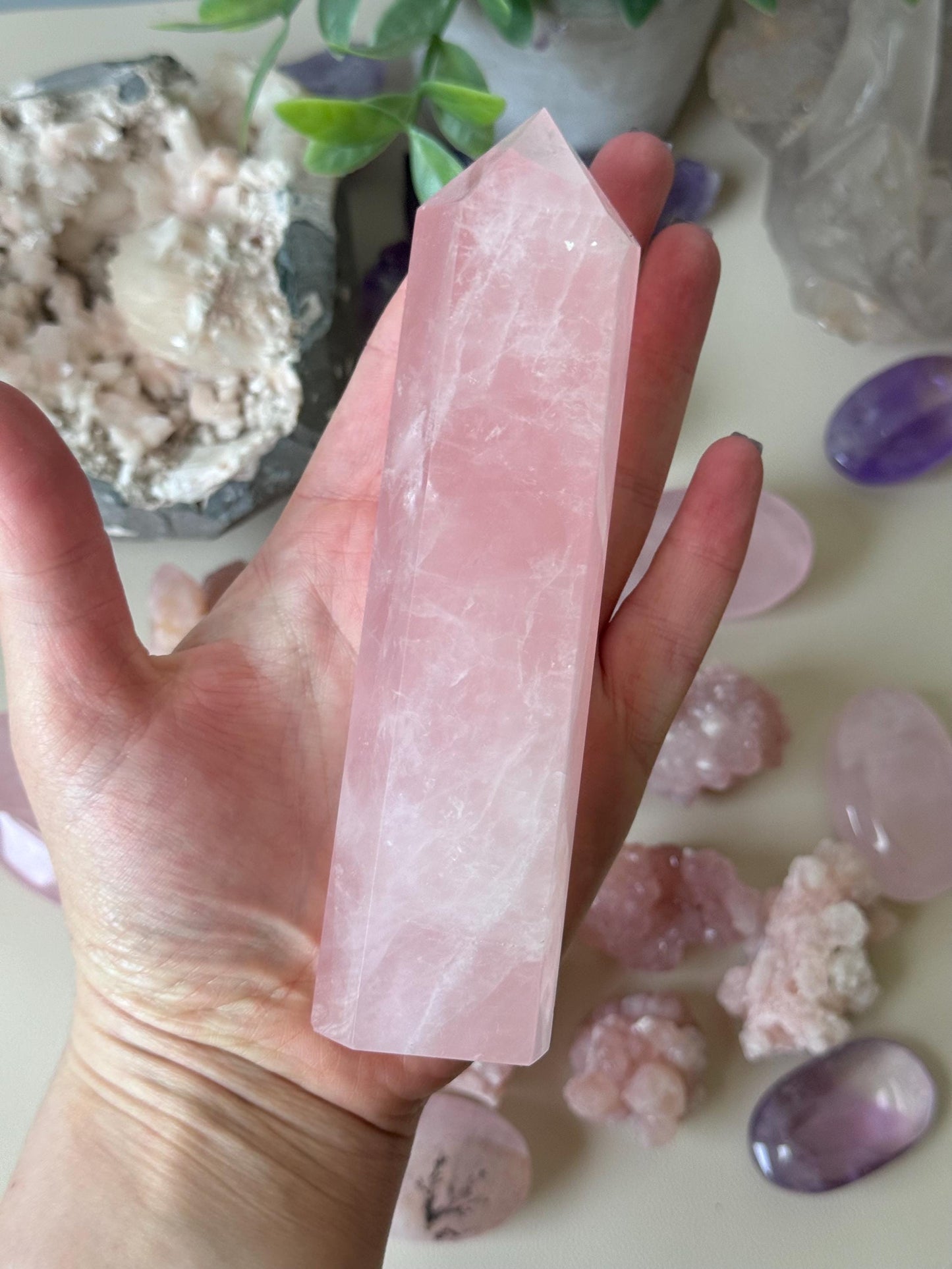 Beautiful Madagascar Rose Quartz Tower | Rose Quartz Generator from Madagascar