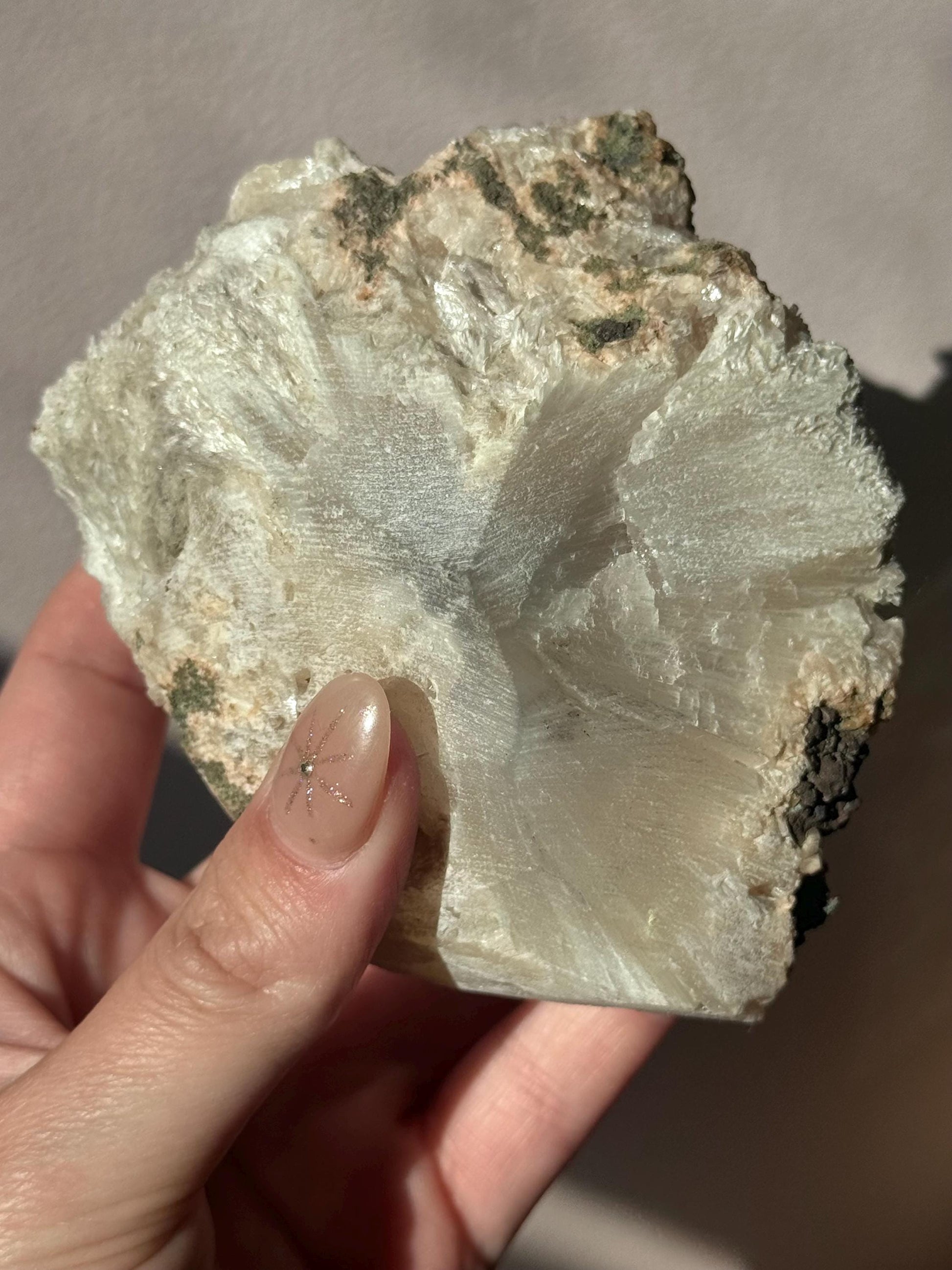Beautiful White Stilbite with Honey Calcite & Druzy Apophyllite Specimen from India