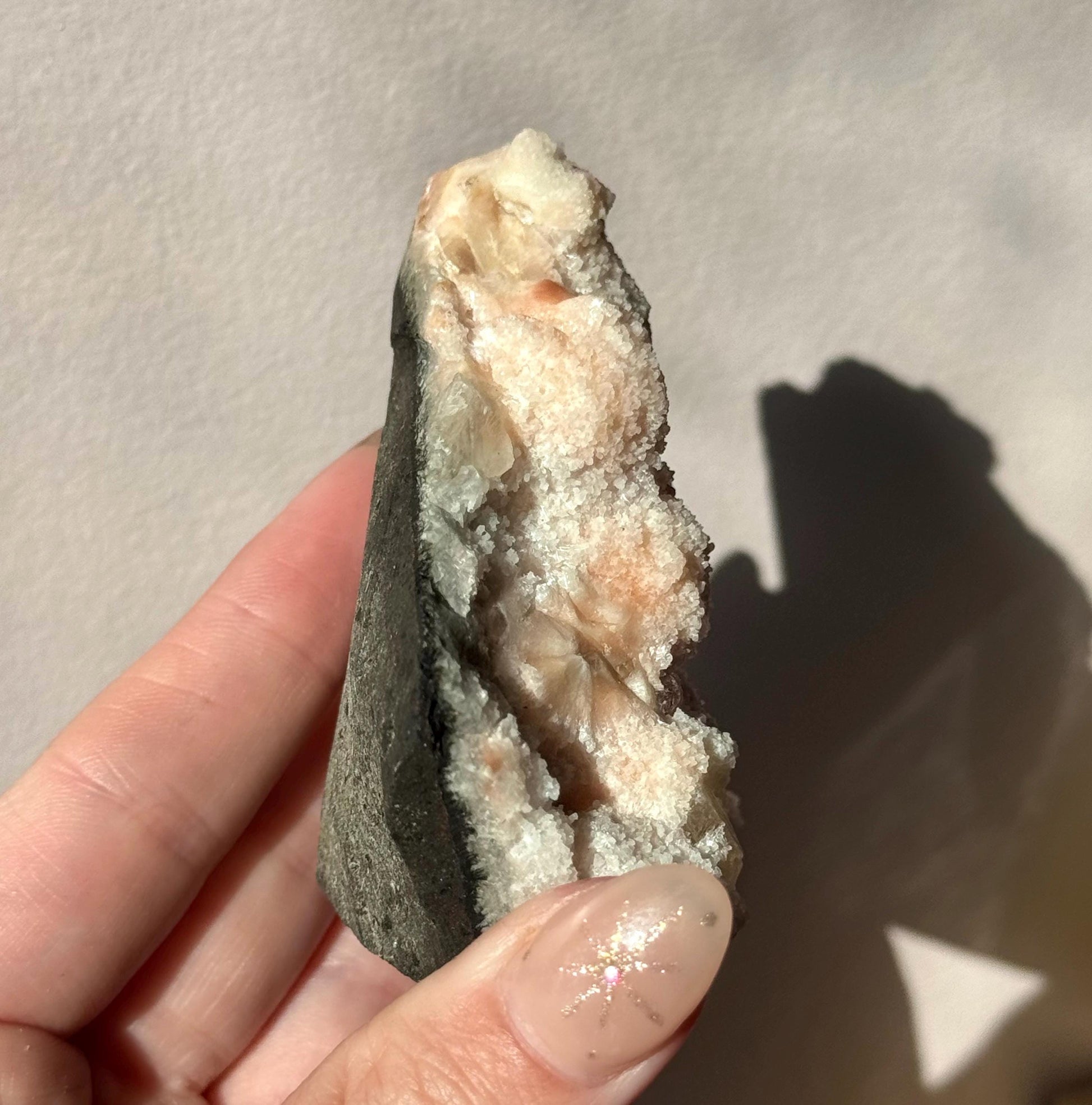 Beautiful Pink & White Prehnite on Calcite from India | Pink Prehnite White Prehnite Calcite