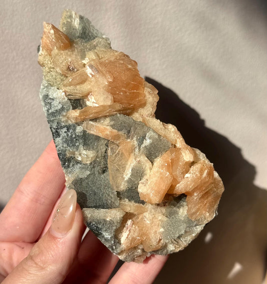 Beautiful Druzy Blue Chalcedony with Peach Stillbites Cluster from India