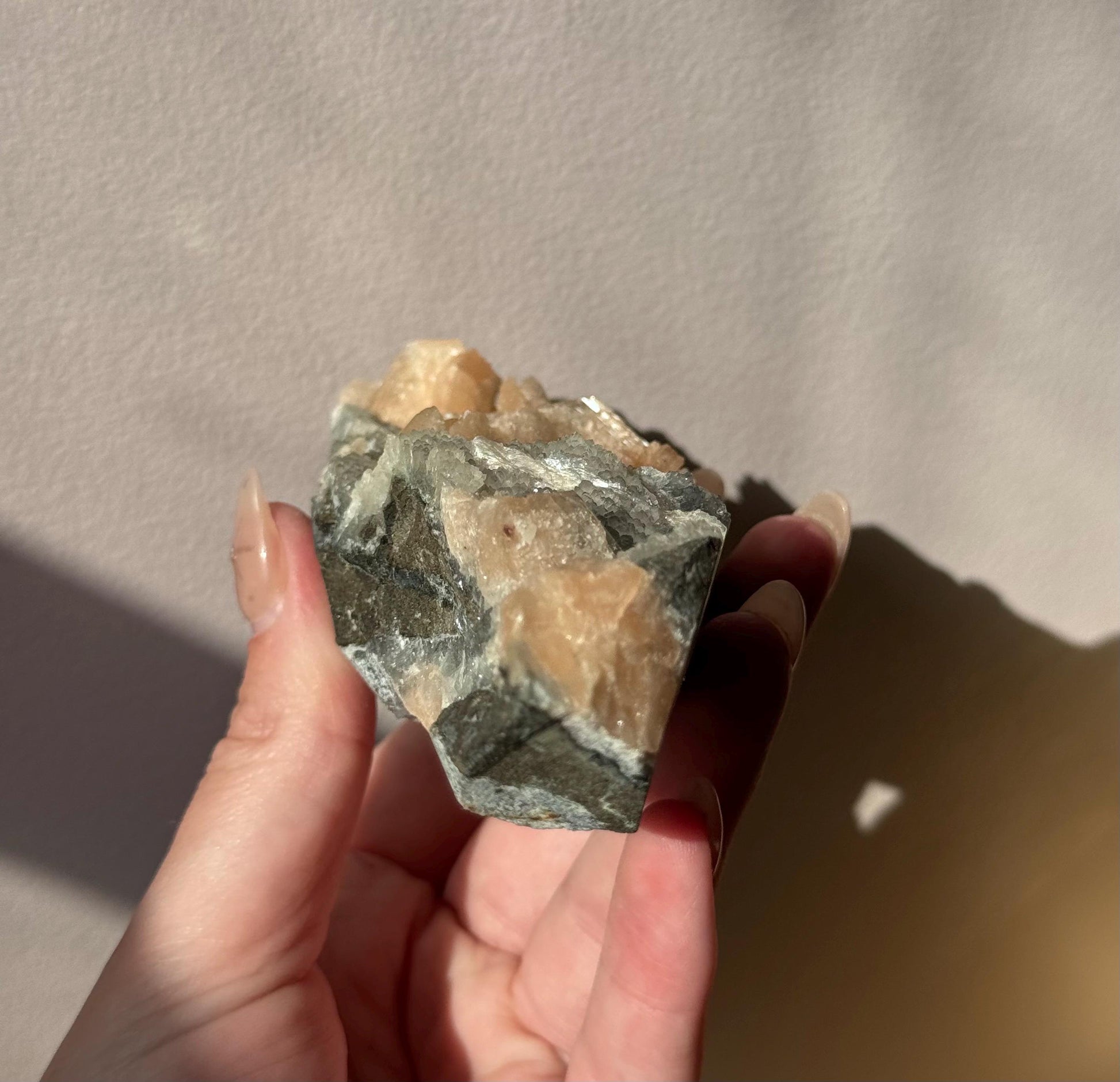 Beautiful Druzy Blue Chalcedony with Peach Stillbites Cluster from India
