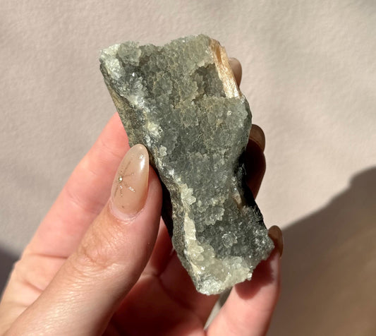 Beautiful Druzy Blue Chalcedony with Peach Stillbites Cluster from India