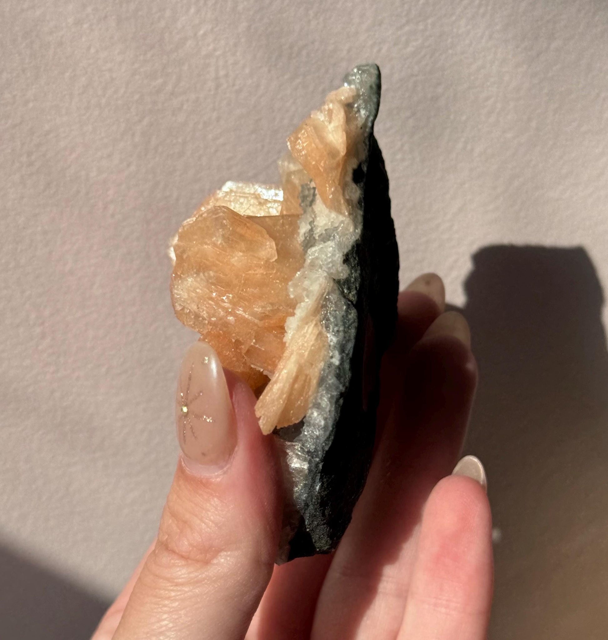 Beautiful Druzy Blue Chalcedony with Peach Stillbites Cluster from India