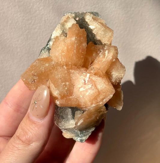 Beautiful Druzy Blue Chalcedony with Peach Stillbites Cluster from India