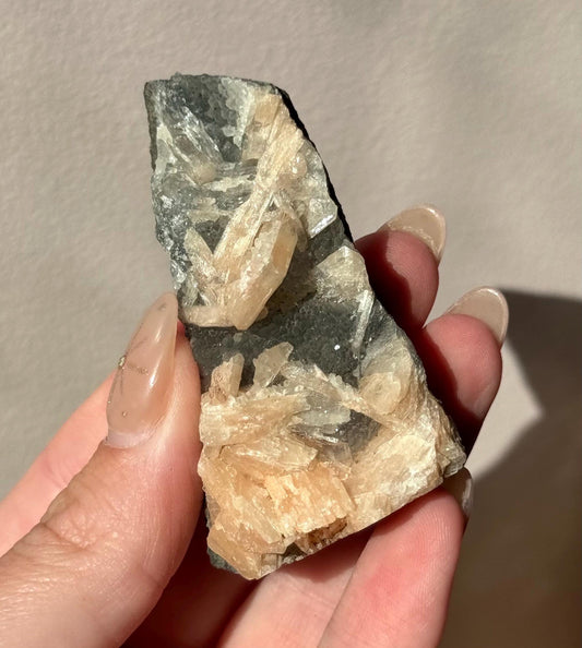 Beautiful Druzy Blue Chalcedony with Peach Stillbites Cluster from India