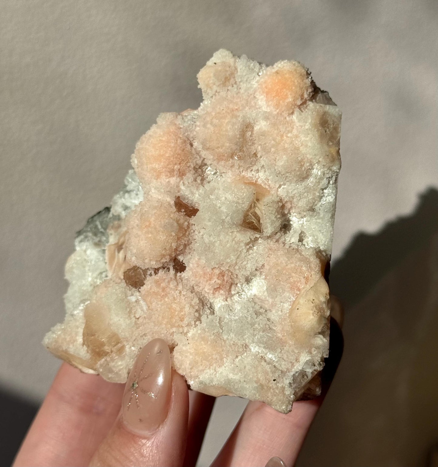 Beautiful Pink & White Prehnite on Calcite from India | Pink Prehnite White Prehnite Calcite