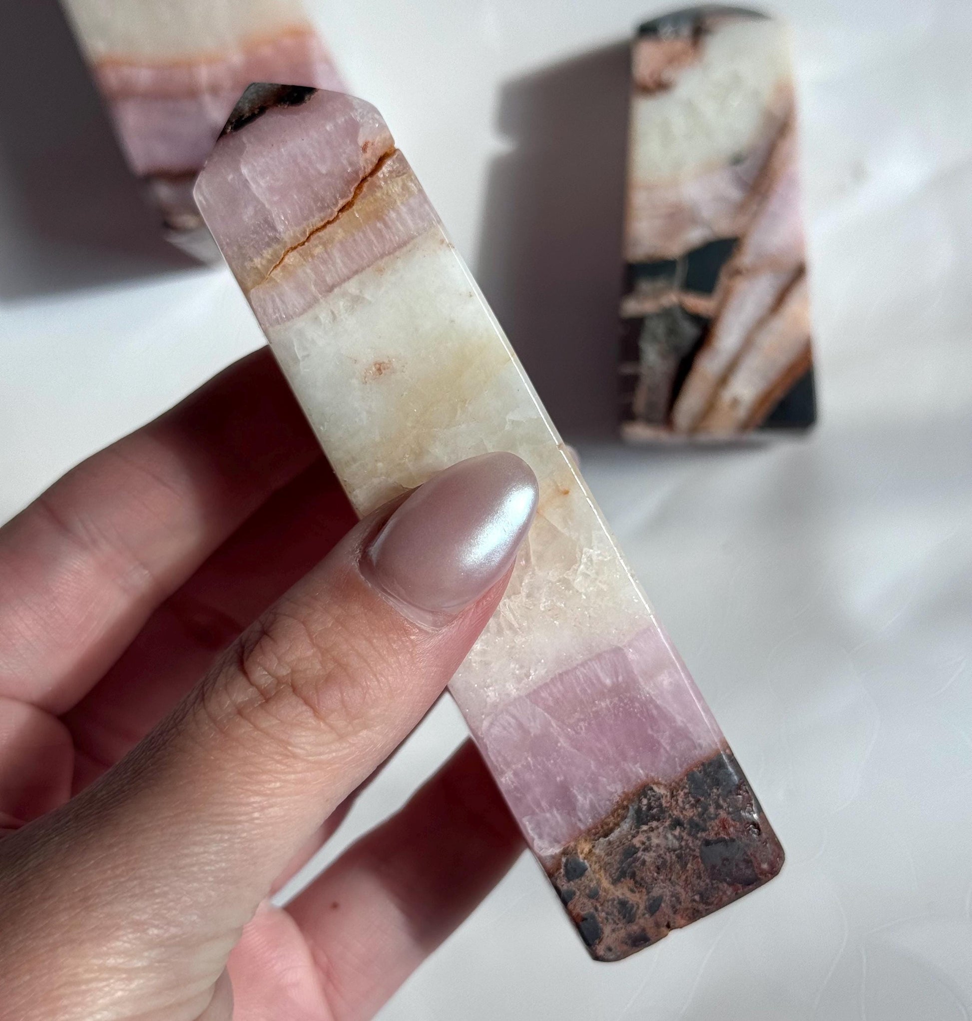 Gorgeous Pink Aragonite Tower | Banded Pink Aragonite Obelisk