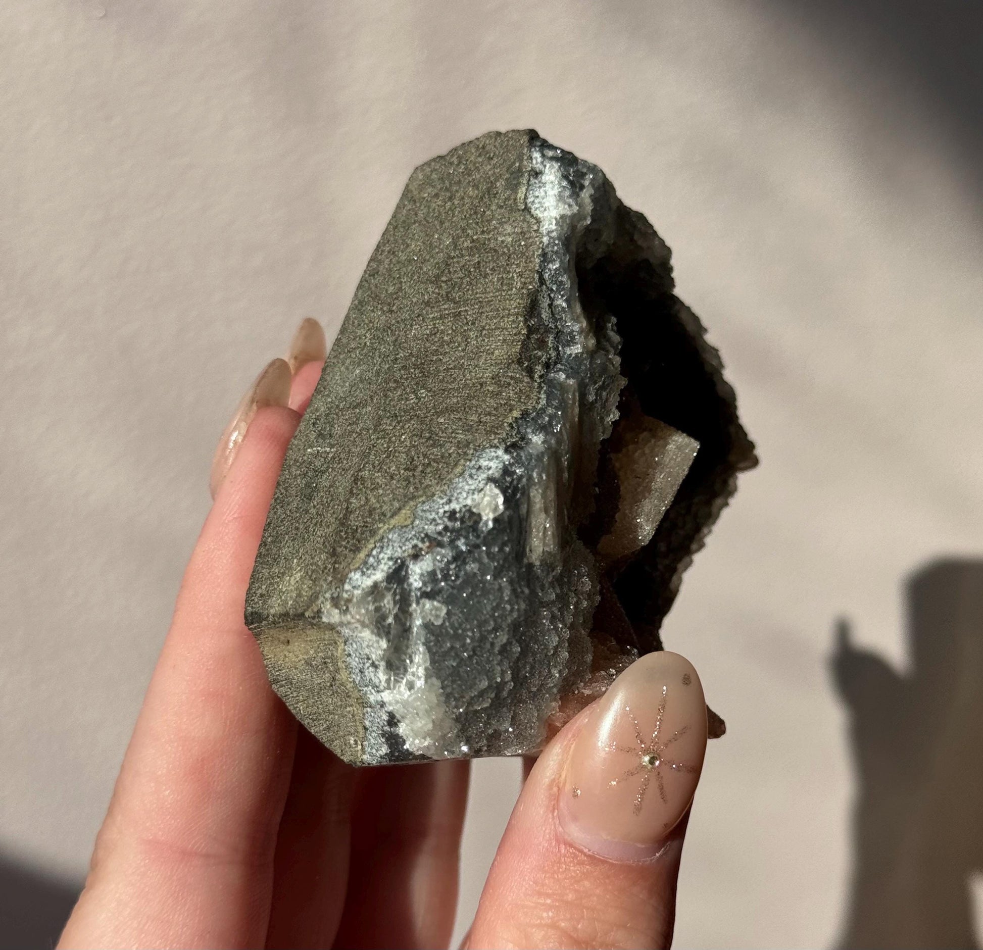 Beautiful Druzy Blue Chalcedony with Peach Stillbites Cluster from India