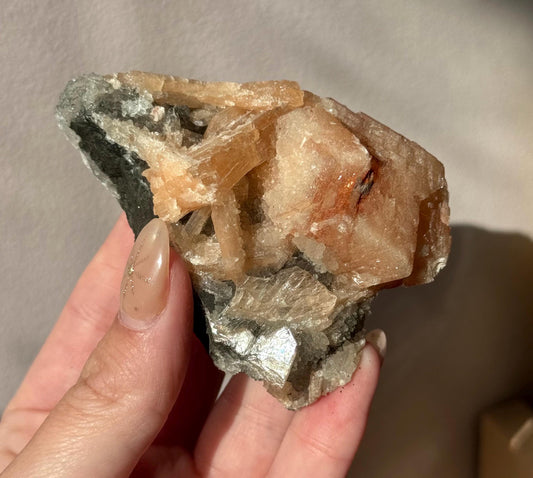 Beautiful Druzy Blue Chalcedony with Peach Stillbites Cluster from India