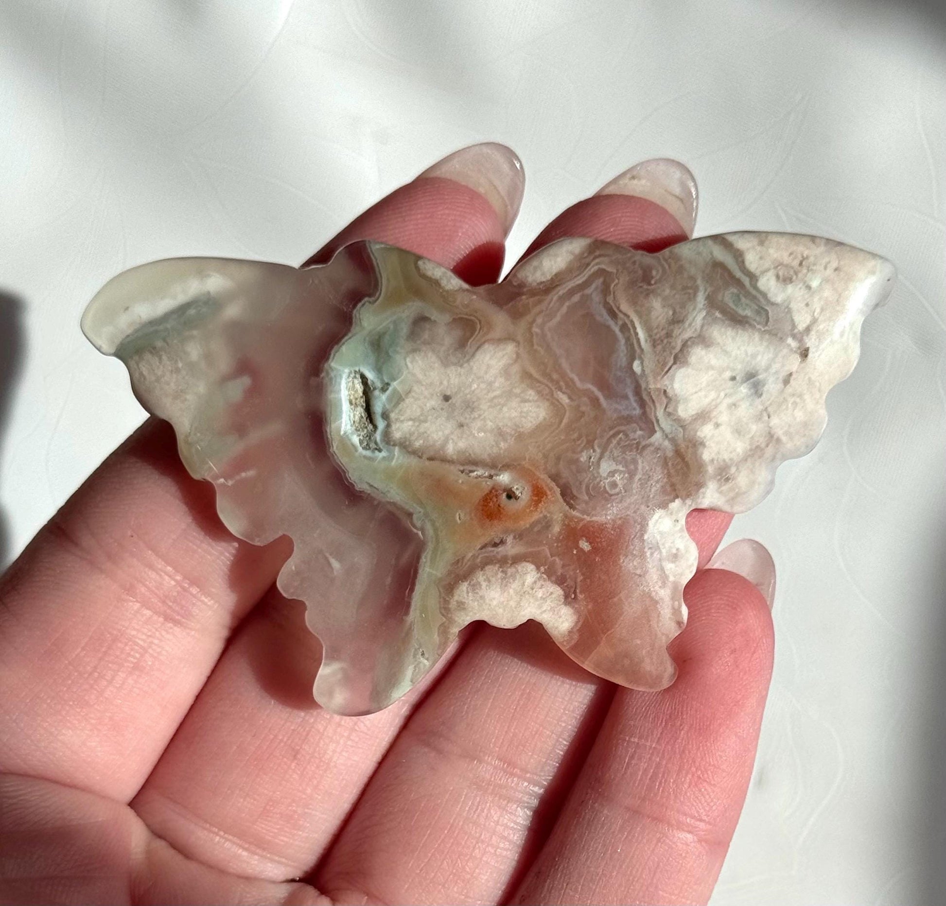 Beautiful Flower Agate Butterfly Carving | Flower Agate Carving