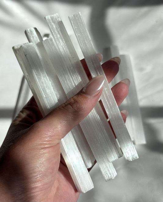 One (1) Selenite Wand | Satin Spar Sticks for Cleansing