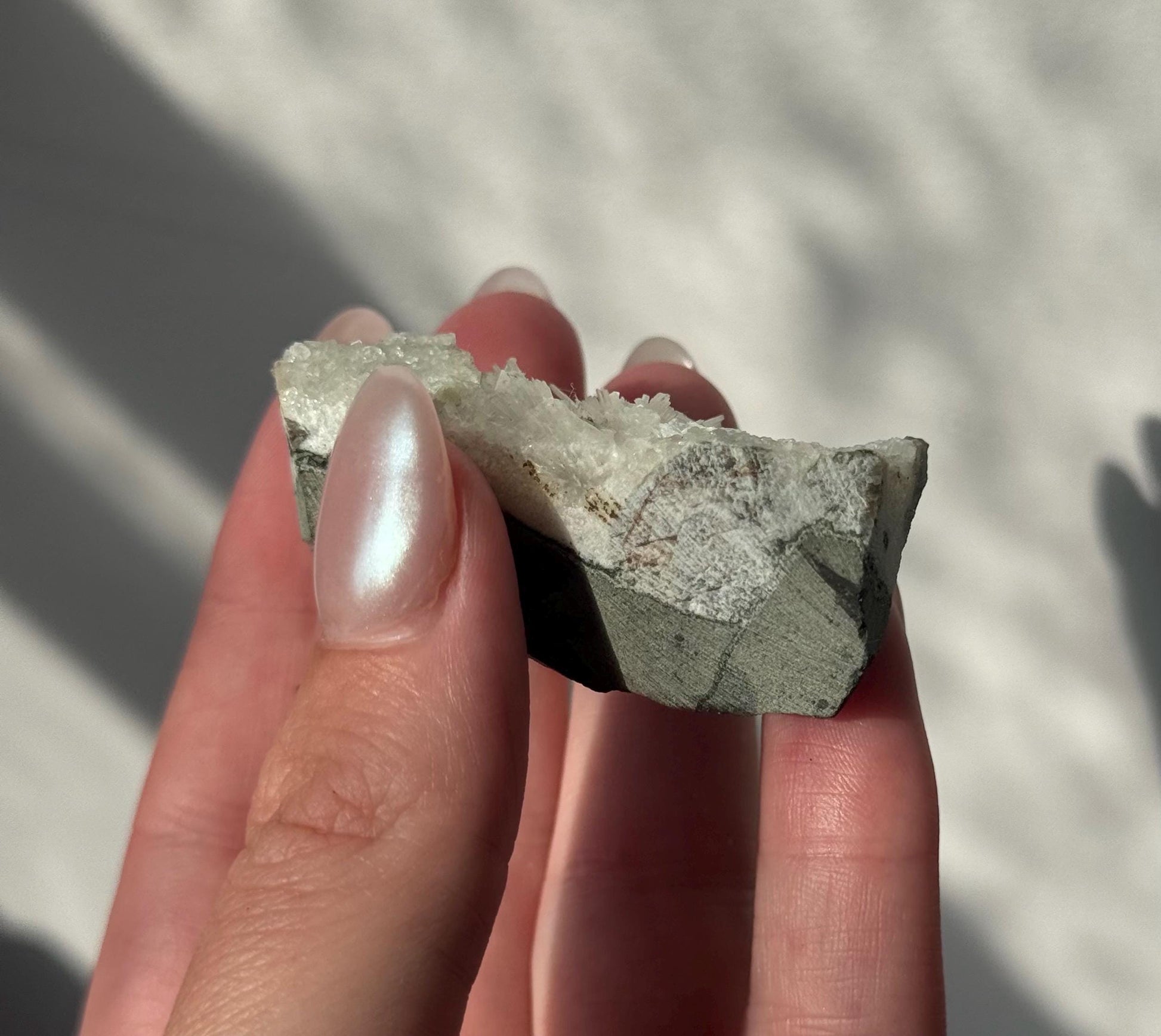 Beautiful Mesolite on Druzy Apophyllite Geode from India | Small Mesolite Specimen on Apophyllite