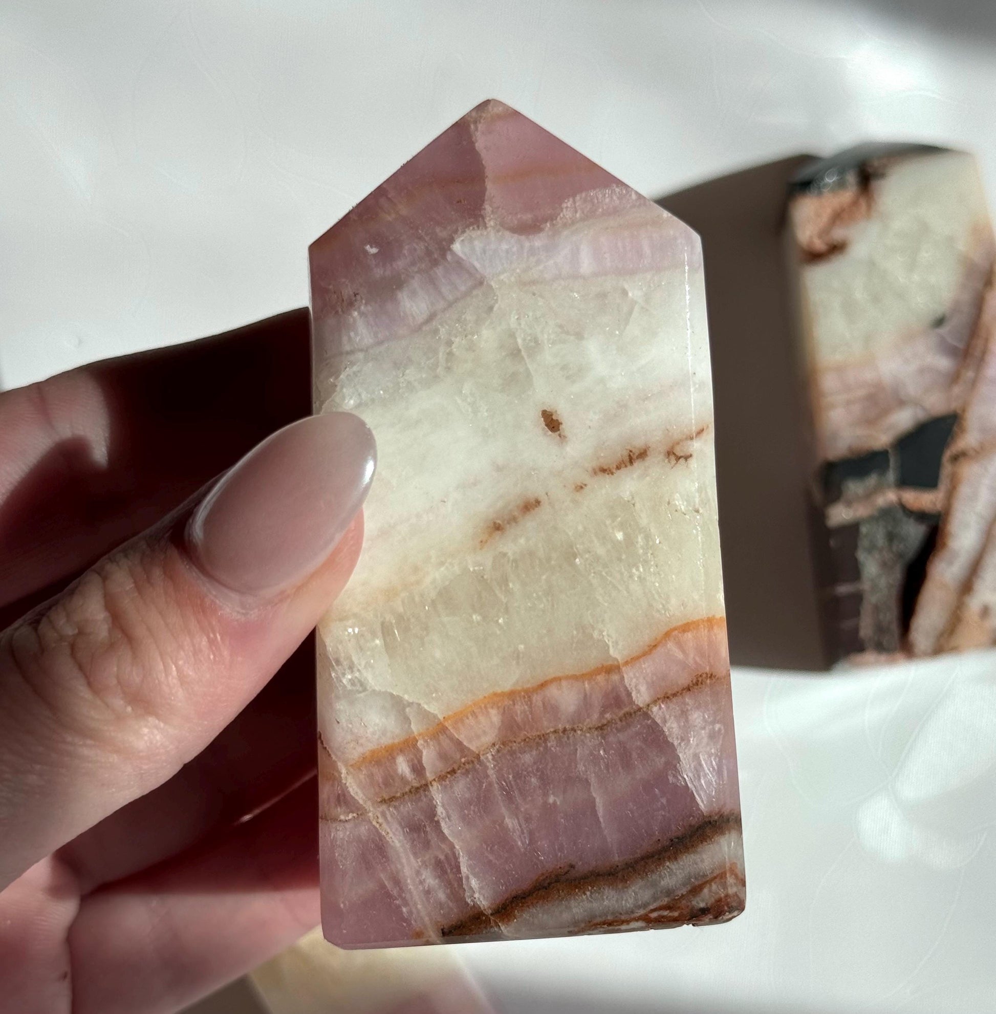 Gorgeous Pink Aragonite Tower | Banded Pink Aragonite Obelisk from Pakistan