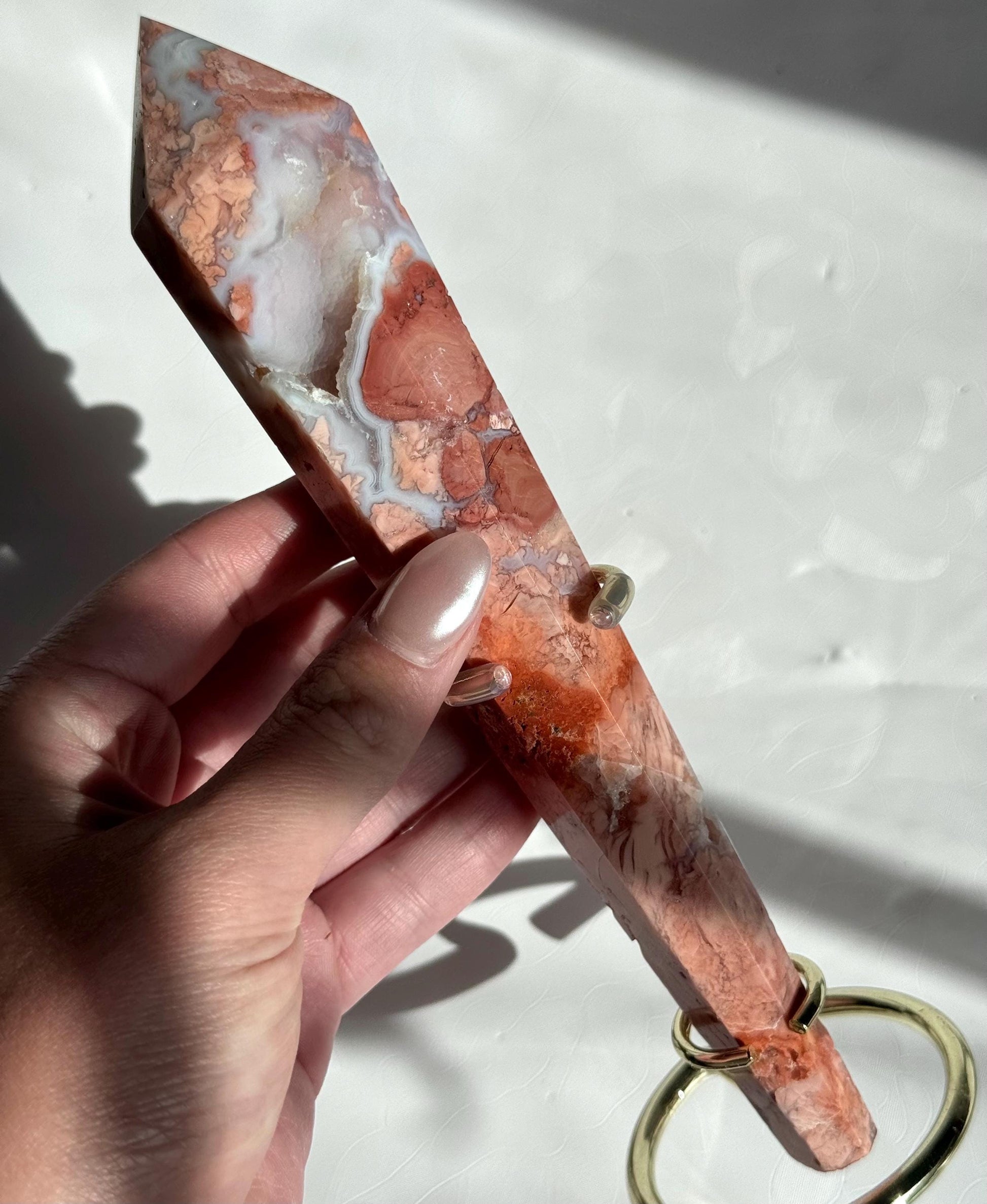 Gorgeous Pink Cotton Candy Agate Wand | Druzy Pink Agate Wand from Mexico