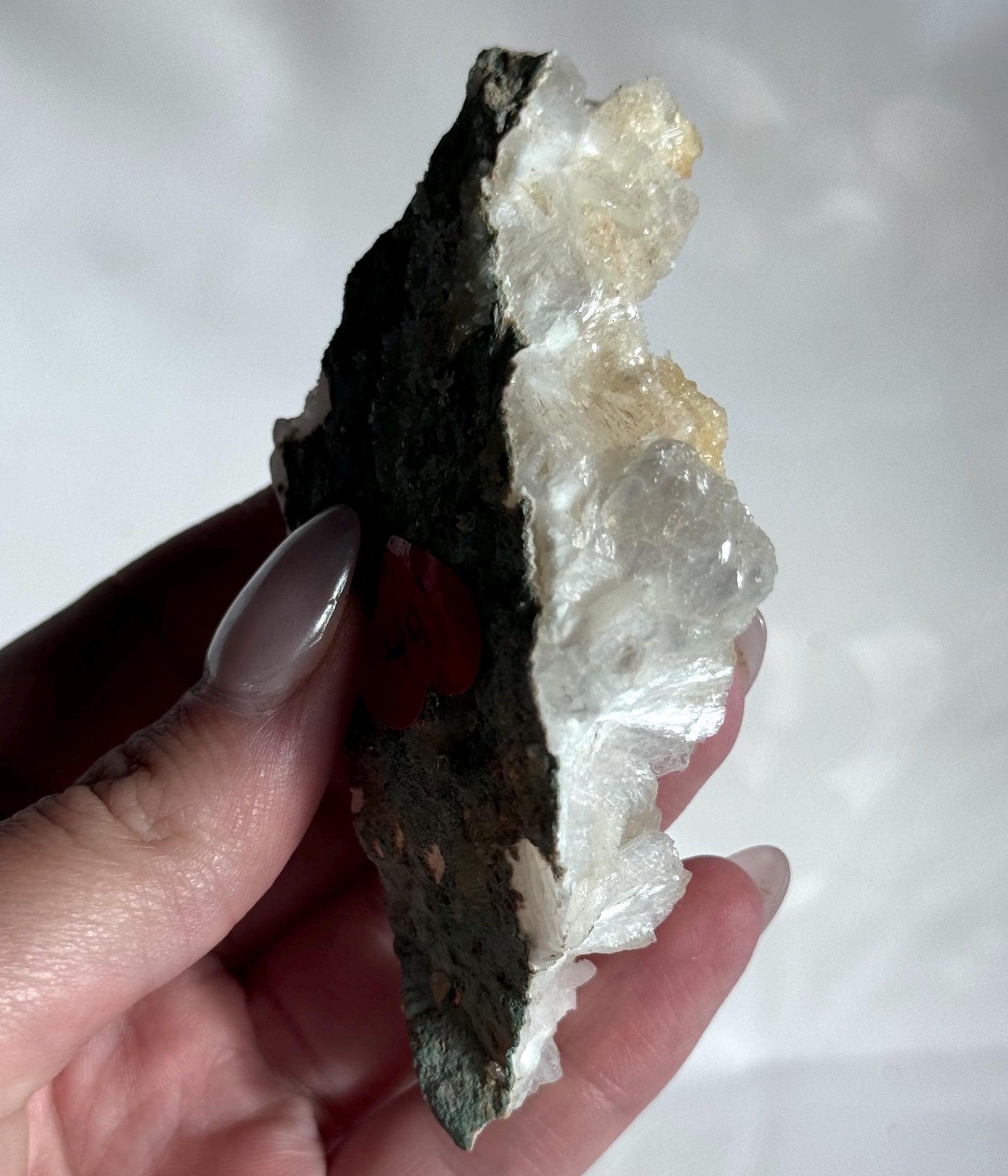 Beautiful White Stilbite with Druzy Apophyllite & Honey Calcite Specimen from India