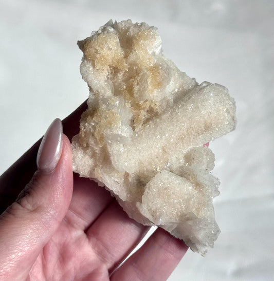 Beautiful White Stilbite with Druzy Apophyllite & Honey Calcite Specimen from India