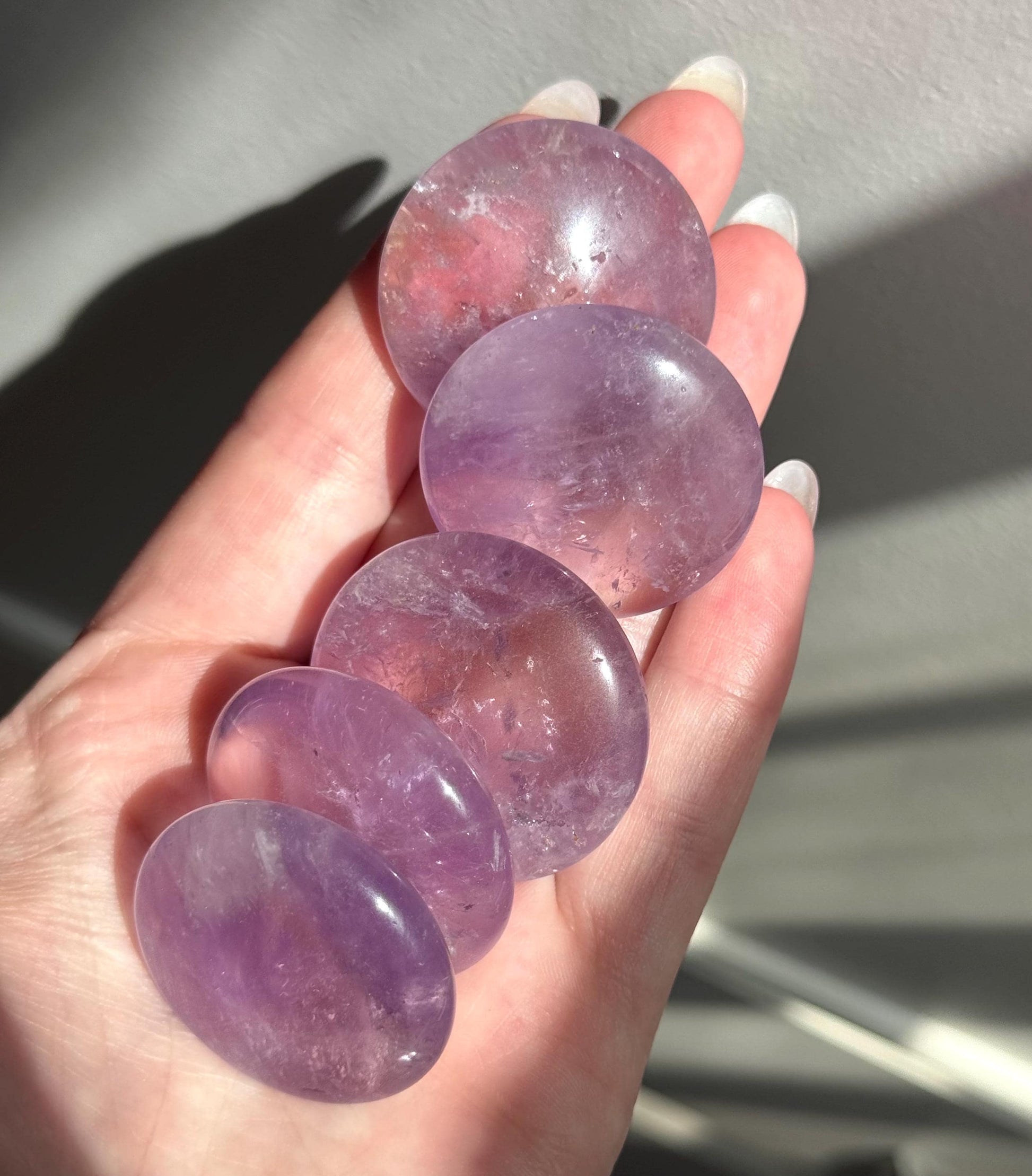 High Quality Amethyst Rounds | Amethyst Medallion Carvings Pocket Stone