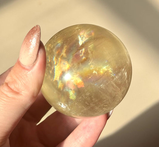 Gorgeous High Quality Optical Honey Calcite Sphere | 60mm Optical Calcite Ball