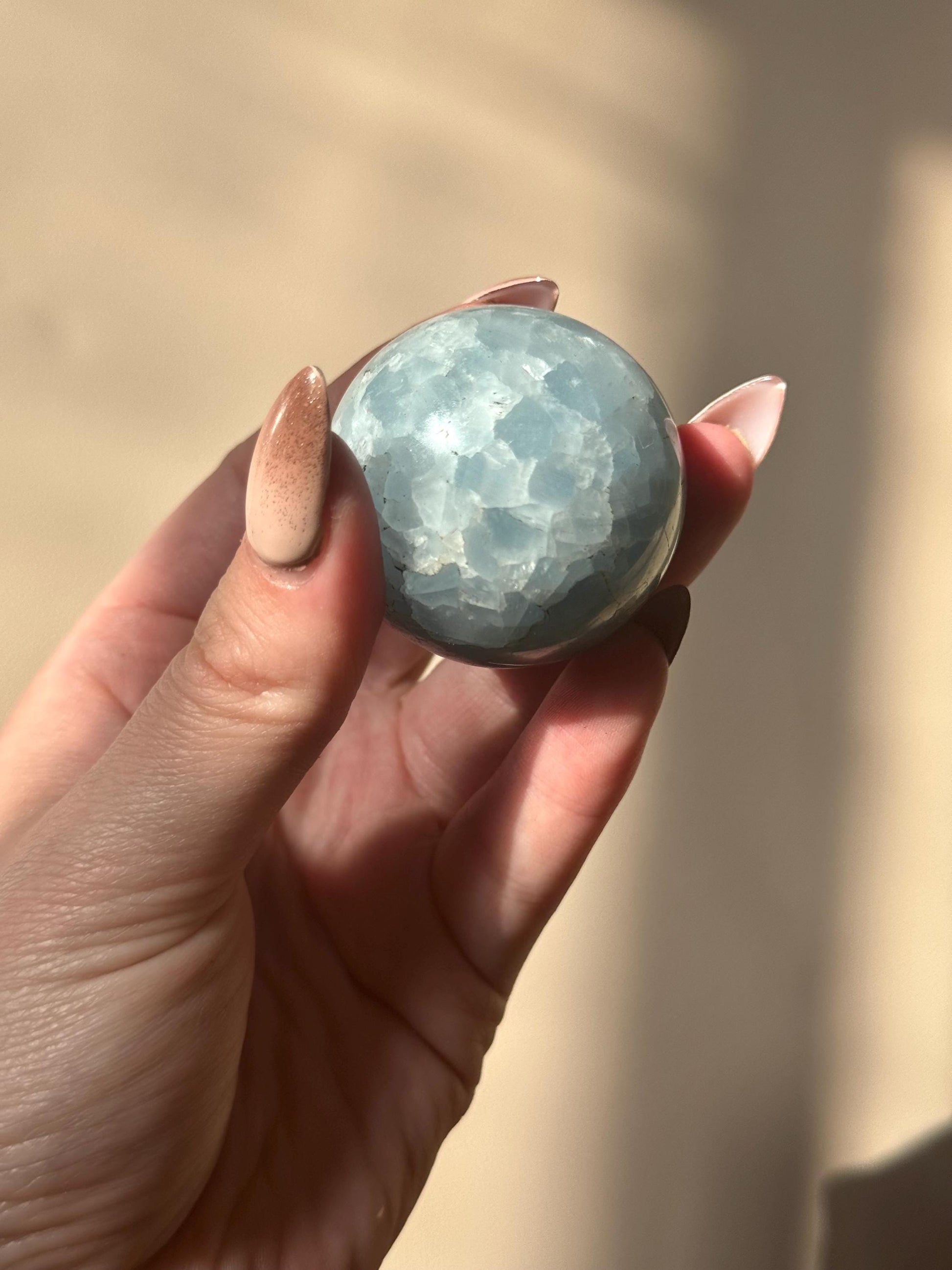 Beautiful Blue Calcite Sphere | 40mm Blue Calcite Crystal Ball