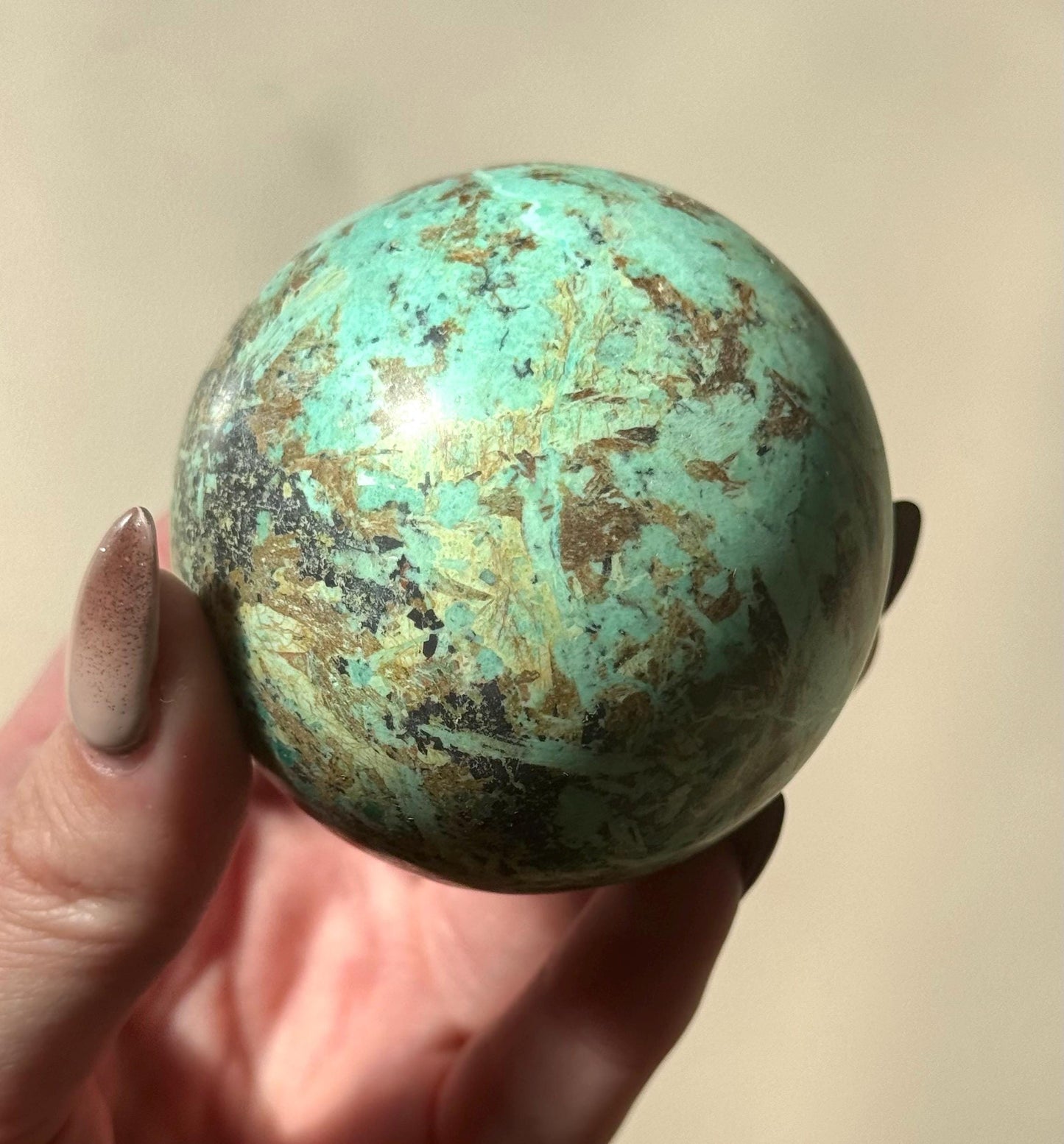 Beautiful Chrysocolla Sphere from South Africa | 70mm Chrysocolla Crystal Ball