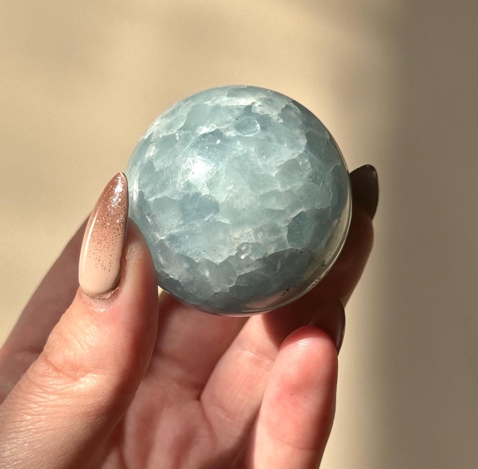 Beautiful Blue Calcite Sphere | 40mm Blue Calcite Crystal Ball
